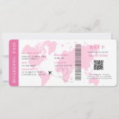 Boarding Pass Hochzeit in Urlaubsort QR-Code UAwg Einladung (Vorderseite)