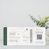 Boarding Pass Hochzeit in Urlaubsort QR-Code UAwg Einladung (Stehend Vorderseite)