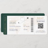 Boarding Pass Hochzeit in Urlaubsort QR-Code UAwg Einladung (Vorne/Hinten)