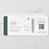 Boarding Pass Hochzeit in Urlaubsort QR-Code UAwg Einladung (Vorderseite)