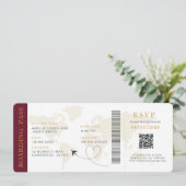 Boarding Pass Hochzeit in Urlaubsort QR-Code UAwg Einladung (Stehend Vorderseite)
