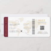 Boarding Pass Hochzeit in Urlaubsort QR-Code UAwg Einladung (Vorderseite)