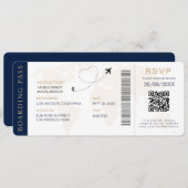 Boarding Pass Hochzeit in Urlaubsort QR-Code UAwg Einladung (Vorne/Hinten)