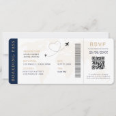 Boarding Pass Hochzeit in Urlaubsort QR-Code UAwg Einladung (Vorderseite)