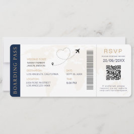 Boarding Pass Hochzeit in Urlaubsort QR-Code UAwg Einladung