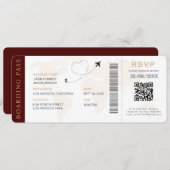 Boarding Pass Hochzeit in Urlaubsort QR-Code UAwg Einladung (Vorne/Hinten)