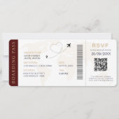 Boarding Pass Hochzeit in Urlaubsort QR-Code UAwg Einladung (Vorderseite)
