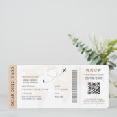 Boarding Pass Hochzeit in Urlaubsort QR-Code UAwg Einladung (Stehend Vorderseite)