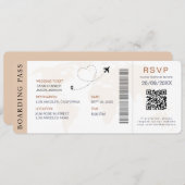 Boarding Pass Hochzeit in Urlaubsort QR-Code UAwg Einladung (Vorne/Hinten)