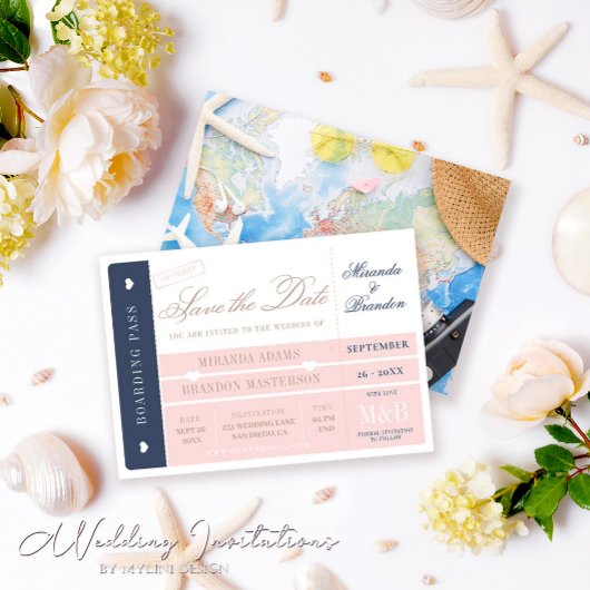 Boarding Pass Hochzeit in Urlaubsort Save the Date