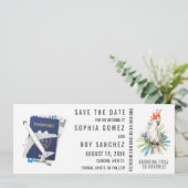 Boarding Pass Hochzeit in Urlaubsort Save the Date Einladung (Stehend Vorderseite)