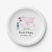 Boarding-Pass-Hochzeit Pappteller (Vorderseite)