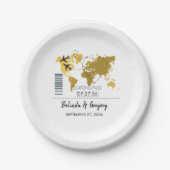 Boarding-Pass-Hochzeit Pappteller (Vorderseite)