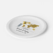 Boarding-Pass-Hochzeit Pappteller (Schrägansicht)