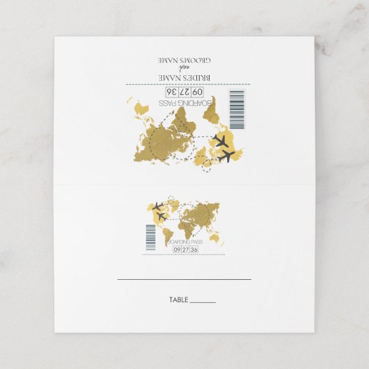 Boarding-Pass-Hochzeit Platzkarte (Außenseite Aufgefaltet)
