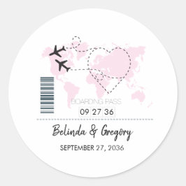 Boarding-Pass-Hochzeit Runder Aufkleber