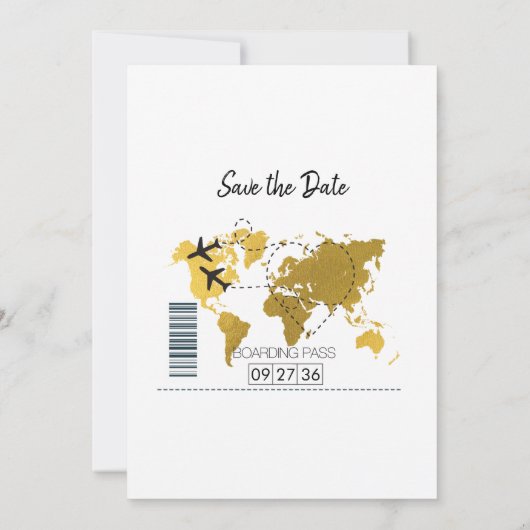 Boarding-Pass-Hochzeit Save The Date (Rückseite)