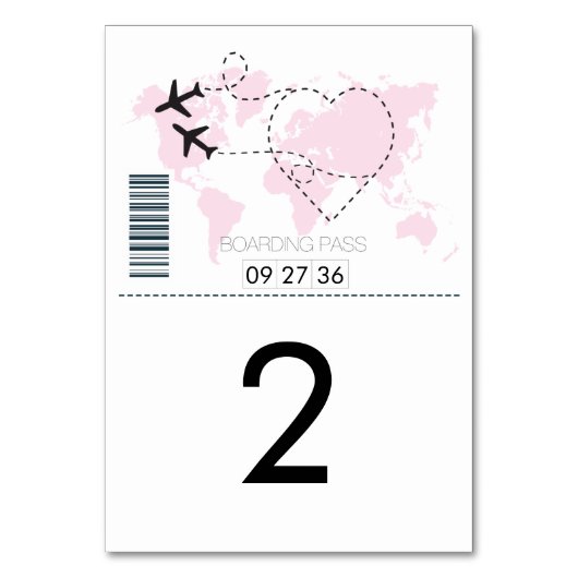 Boarding-Pass-Hochzeit Tischnummer (Vorderseite)