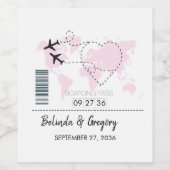Boarding-Pass-Hochzeit Weinetikett (Einzelnes Label)