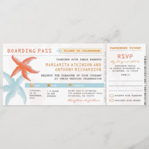 Boarding Pass Hochzeitstickets mit UAWG zusammen Einladung