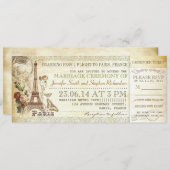 Boarding Pass Hochzeitstickets zum PARIS Einladung (Vorne/Hinten)