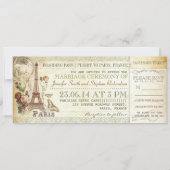 Boarding Pass Hochzeitstickets zum PARIS Einladung (Vorderseite)
