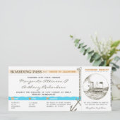 Boarding Pass Kreuzfahrt Hochzeit Einladung (Stehend Vorderseite)