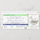 Boarding Pass Kreuzfahrt Hochzeit - Marine & Minze Einladung (Vorderseite)