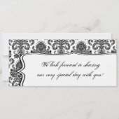 Boarding Pass Linen Hochzeit Einladung Damask Blac (Rückseite)