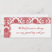 Boarding Pass Linen Hochzeit Einladung Damask Red (Rückseite)