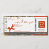 Boarding Pass Linen Hochzeit Einladung Jäger Cam (Vorderseite)