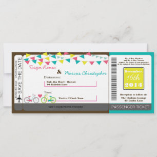 Boarding Pass Linen Hochzeit Einladung Liebe Bikes