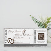 Boarding Pass Linen Wedding Einladung Pferde Schuh (Stehend Vorderseite)