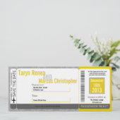 Boarding Pass Linen Wedding Invitation Modern Dama Einladung (Stehend Vorderseite)