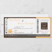 Boarding Pass Linen Wedding Invitation Paper Lante Einladung (Vorderseite)