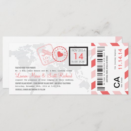 Boarding Pass Luftpost Einladung (Vorne/Hinten)