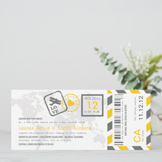 Boarding Pass Luftpost Einladung (Stehend Vorderseite)