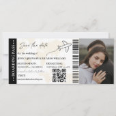 Boarding Pass Minimalistisch Save the Date Ticket (Vorderseite)