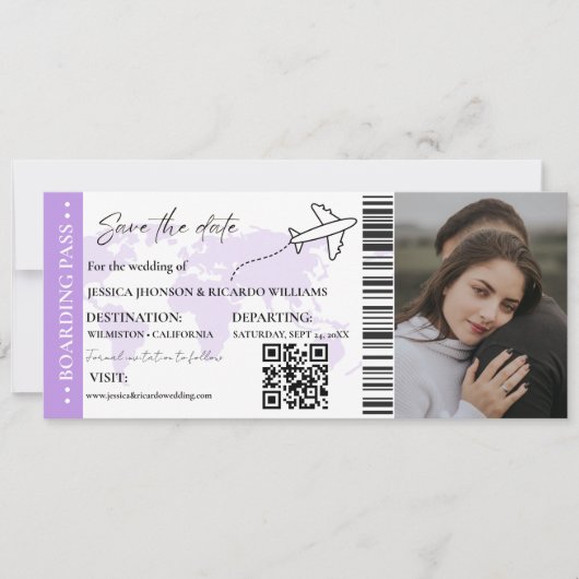 Boarding Pass Minimalistisch Save the Date Ticket (Vorderseite)