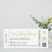 Boarding-Pass mit QR-Code-Hochzeit in Urlaubsort Einladung (Stehend Vorderseite)