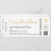 Boarding-Pass mit QR-Code-Hochzeit in Urlaubsort Einladung (Vorne/Hinten)