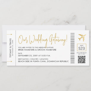 Boarding-Pass mit QR-Code-Hochzeit in Urlaubsort Einladung