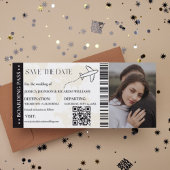 Boarding Pass Modernes Save the Date Ticket