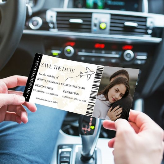 Boarding Pass Monogramm Save the Date Ticket