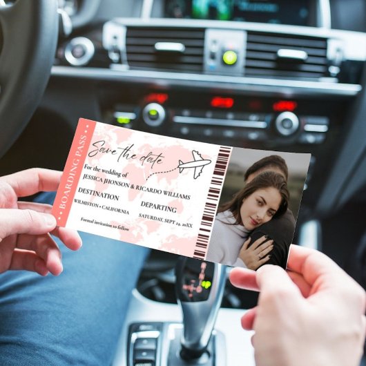 Boarding Pass Monogramm Save the Date Ticket