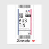 Boarding Pass nach Austin (AUS) Aufkleber (Blatt)