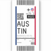 Boarding Pass nach Austin (AUS) Aufkleber (Vorderseite)