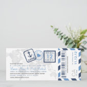Boarding Pass Nautical Airmail Ticket Einladung (Stehend Vorderseite)