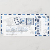Boarding Pass Nautical Airmail Ticket Einladung (Vorne/Hinten)
