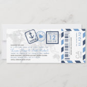 Boarding Pass Nautical Airmail Ticket Einladung (Vorderseite)